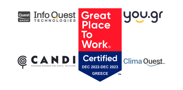 Πιστοποίηση Great Place to Work για τις εταιρείες του Ομίλου Quest Πιστοποίηση Great Place to Work για τις εταιρείες του Ομίλου Quest