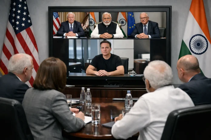 Έλον Μασκ τηλεδιάσκεψη Τραμπ Μόντι