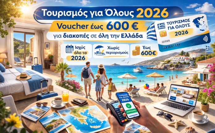 Τουρισμός για Όλους 2026: Πώς θα δοθούν τα vouchers έως 600 ευρώ Τουρισμός για Όλους 2026: Πώς θα δοθούν τα vouchers έως 600 ευρώ