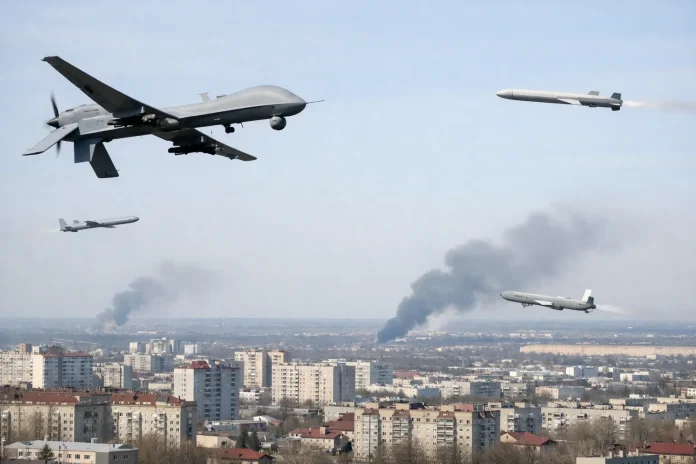 μαζική ρωσική επίθεση με drones στην Ουκρανία