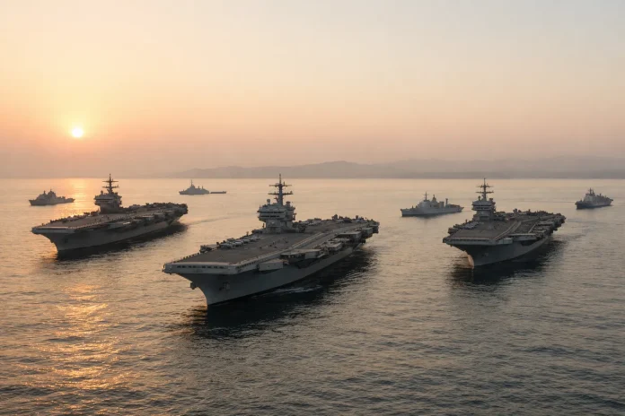 ΗΠΑ: Τρία αεροπλανοφόρα στον Περσικό κόλπο κλιμακώνουν την ένταση Τρία αμερικανικά αεροπλανοφόρα στη Μέση Ανατολή