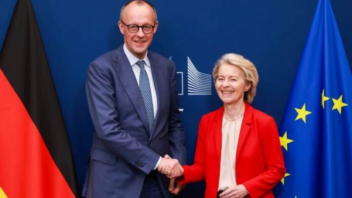 Βρυξέλλες: Von der Leyen ζητά άμεση στήριξη για τις ευρωπαϊκές επιχειρήσεις Ούρσουλα φον ντερ Λάιεν OR Ursula von der Leyen, Φρίντριχ Μερτς OR Friedrich Merz, Ευρωπαϊκή Επιτροπή OR European Commission