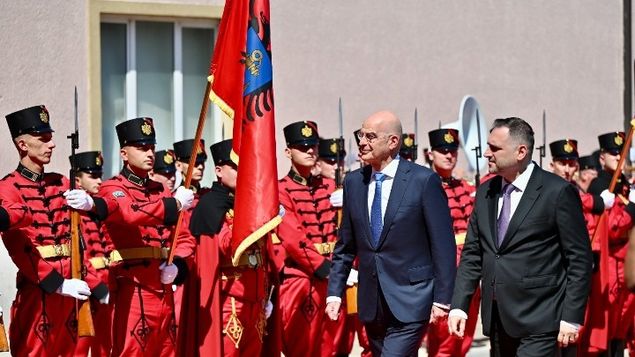 Δένδιας συναντά Νούφι και δηλώνει ενίσχυση αμυντικών σχέσεων Ελλάδας-Αλβανίας Νίκος Δένδιας OR Nikos Dendias, Ermal Nufi, Ελλάδα Αλβανία, ελληνική μειονότητα