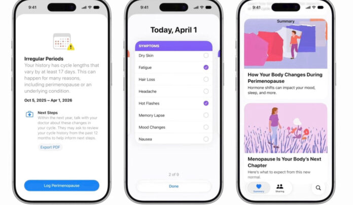 Apple ενισχύει την εφαρμογή Health με ειδοποιήσεις για περιεμμηνόπαυση Apple Health OR Apple